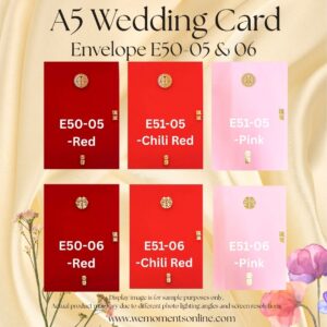 E50-05 Red Envelope+Xi Gold Foiling | Sampul Merah A5 | 红色双喜字烫金信封 16.2cm X 22.8 cm